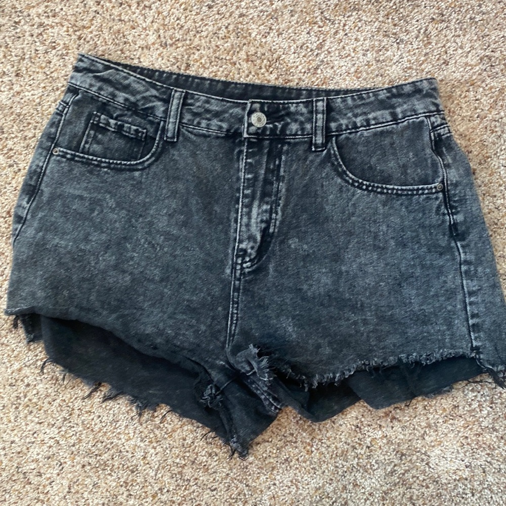 Black cutoff shorts